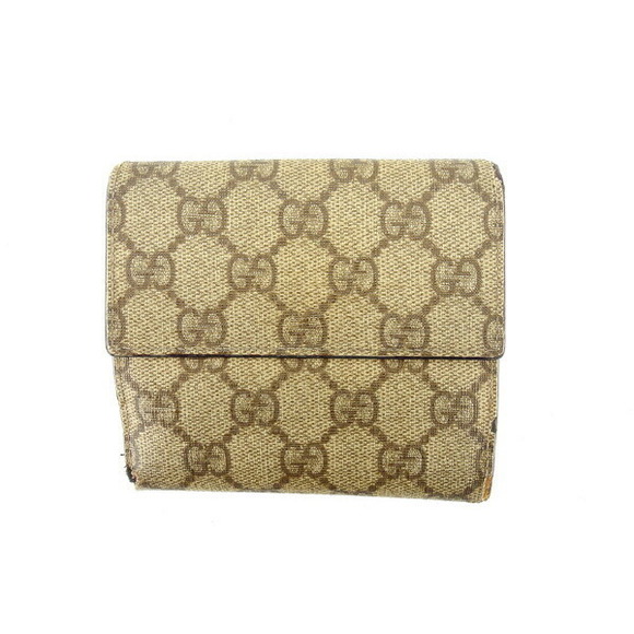 Gucci Orange Brown Bifold GG Accessory Beige Wallet - Picture 2 of 6